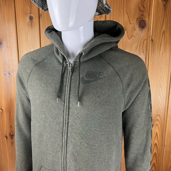 Nike Sportswear Full Zip Hoodie Sweatshirt Green Arm Spell Out Hoodie Mens Mediu - Picture 3 of 12